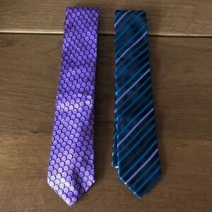Ted Baker 2 ties : Purple & black lilac green blue Tie with Patterned Circles